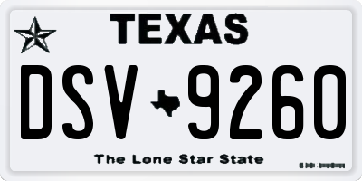 TX license plate DSV9260