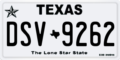 TX license plate DSV9262