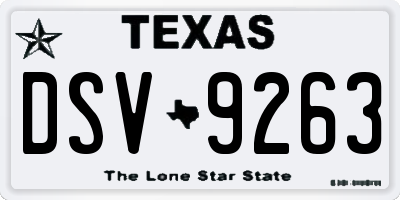 TX license plate DSV9263
