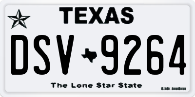 TX license plate DSV9264