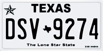 TX license plate DSV9274