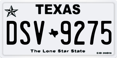 TX license plate DSV9275