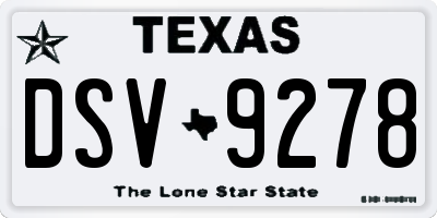 TX license plate DSV9278