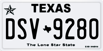 TX license plate DSV9280