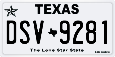 TX license plate DSV9281