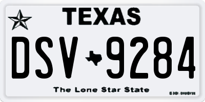 TX license plate DSV9284