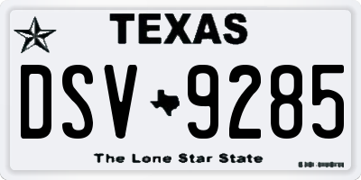 TX license plate DSV9285