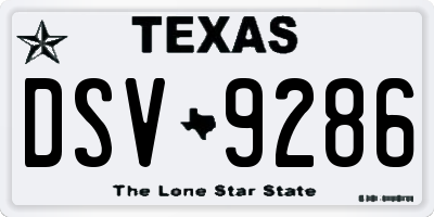 TX license plate DSV9286