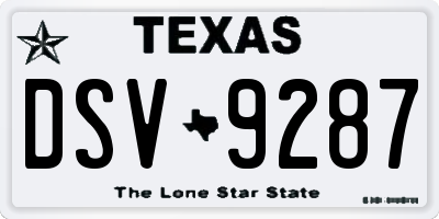 TX license plate DSV9287