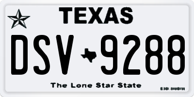 TX license plate DSV9288