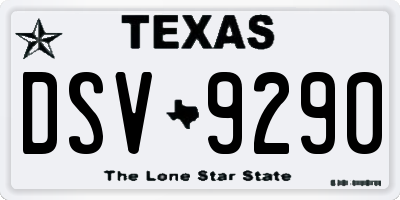 TX license plate DSV9290