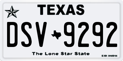 TX license plate DSV9292