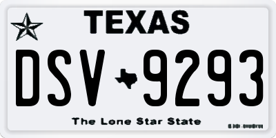 TX license plate DSV9293