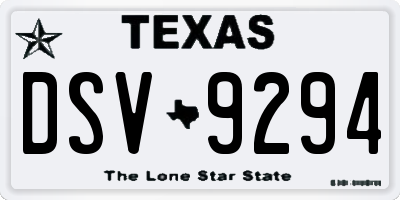 TX license plate DSV9294