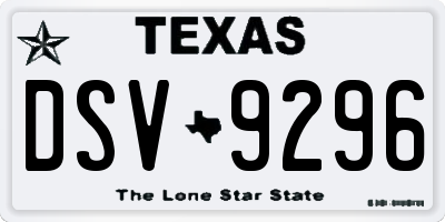 TX license plate DSV9296