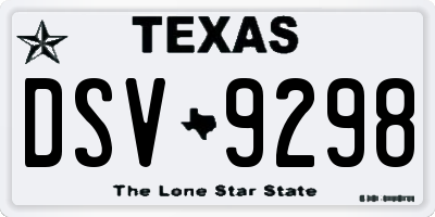 TX license plate DSV9298