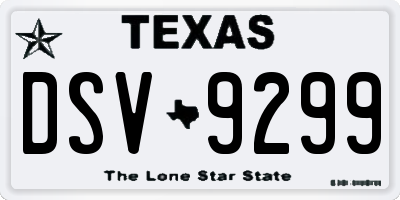 TX license plate DSV9299