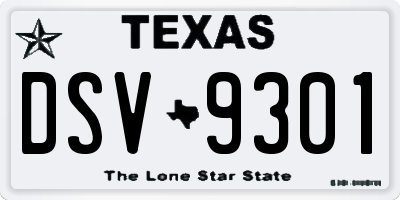 TX license plate DSV9301
