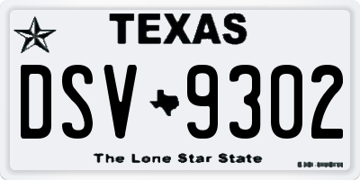 TX license plate DSV9302