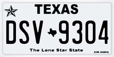 TX license plate DSV9304