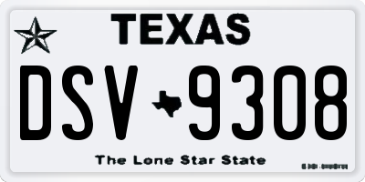 TX license plate DSV9308