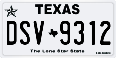 TX license plate DSV9312