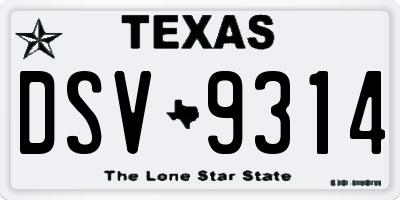 TX license plate DSV9314