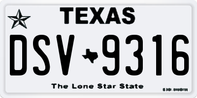 TX license plate DSV9316