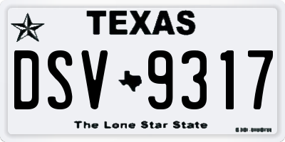 TX license plate DSV9317