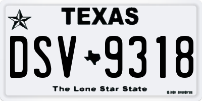 TX license plate DSV9318