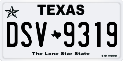 TX license plate DSV9319