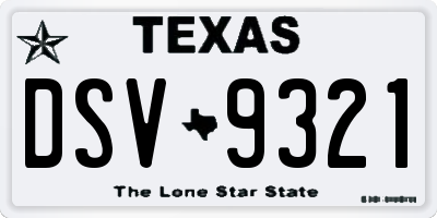 TX license plate DSV9321
