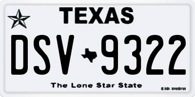 TX license plate DSV9322