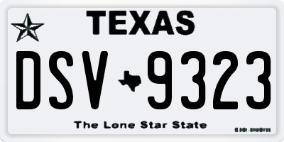 TX license plate DSV9323