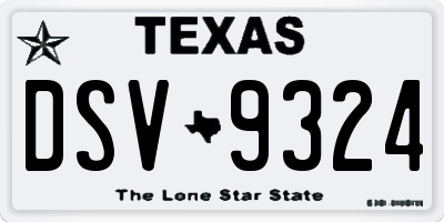 TX license plate DSV9324