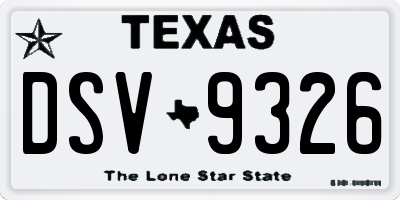TX license plate DSV9326