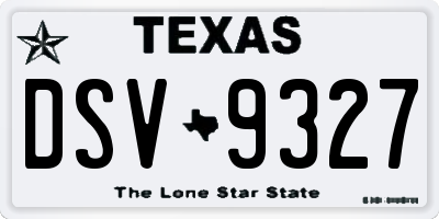 TX license plate DSV9327