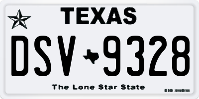 TX license plate DSV9328