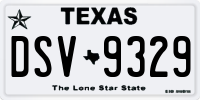 TX license plate DSV9329
