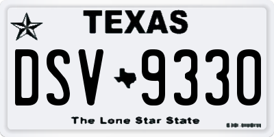 TX license plate DSV9330