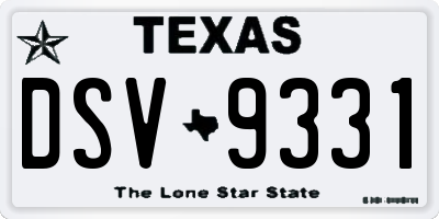 TX license plate DSV9331