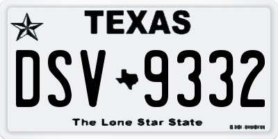 TX license plate DSV9332