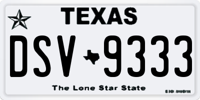 TX license plate DSV9333