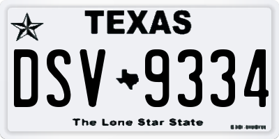 TX license plate DSV9334