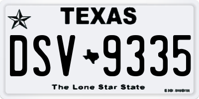 TX license plate DSV9335