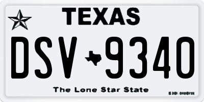 TX license plate DSV9340