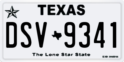 TX license plate DSV9341