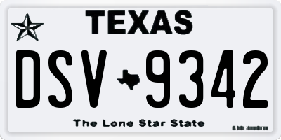 TX license plate DSV9342