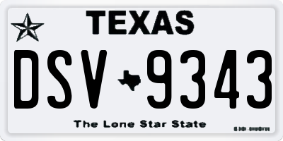 TX license plate DSV9343