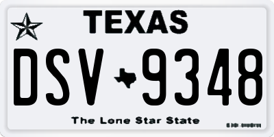 TX license plate DSV9348